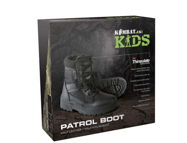 kids black military boots